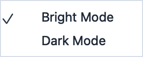 View > Appearance submenu showing Bright Mode and Dark Mode options